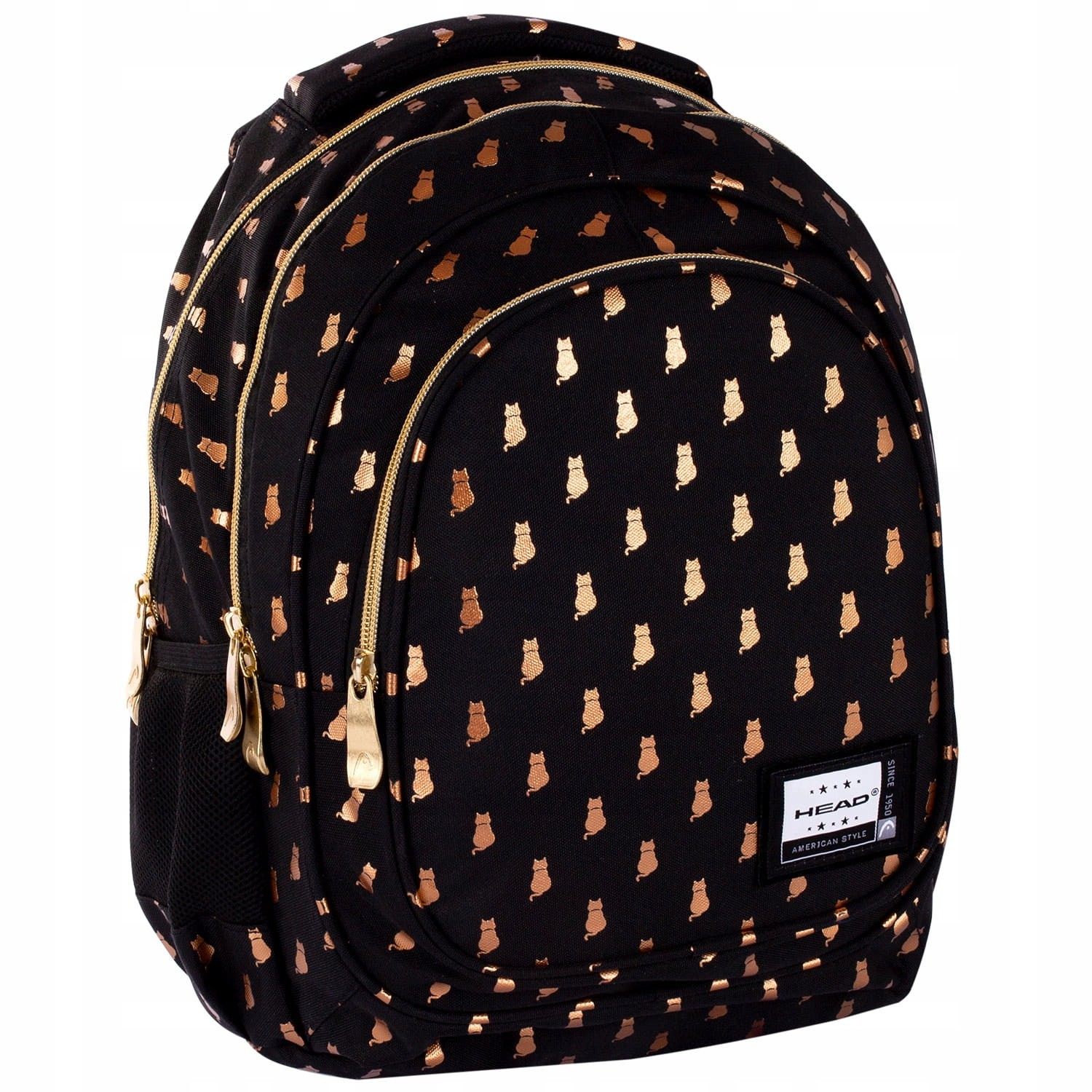 Head ASTRABAG CUTE PUPPY, Detský Batoh s 3 Komorami a Motívom Zlatých Mačičiek, AB330